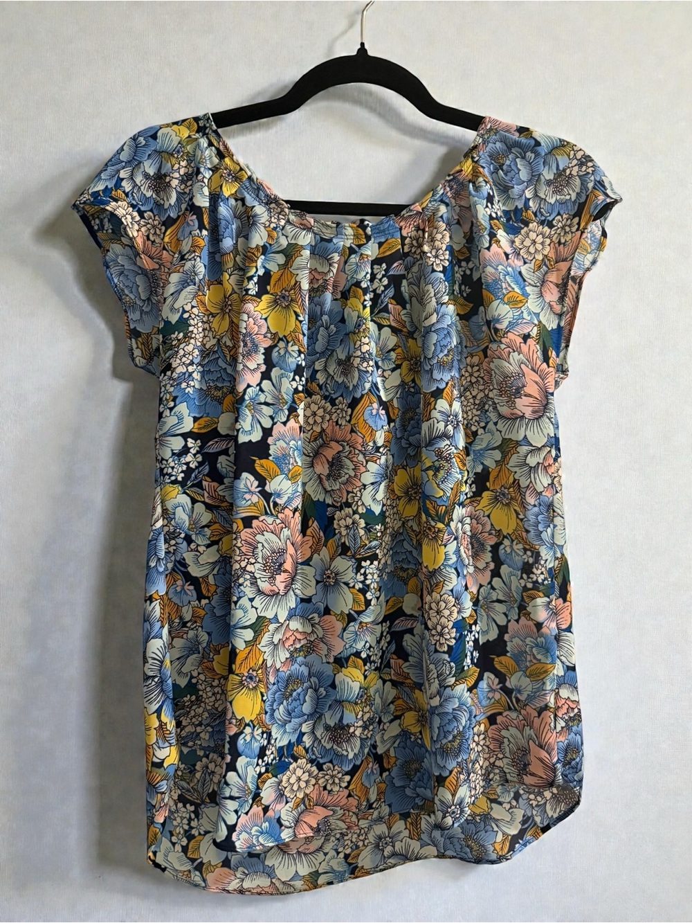 LC Lauren Conrad Floral Scoop-Neck Blouse - Blue, Yellow, Pink
